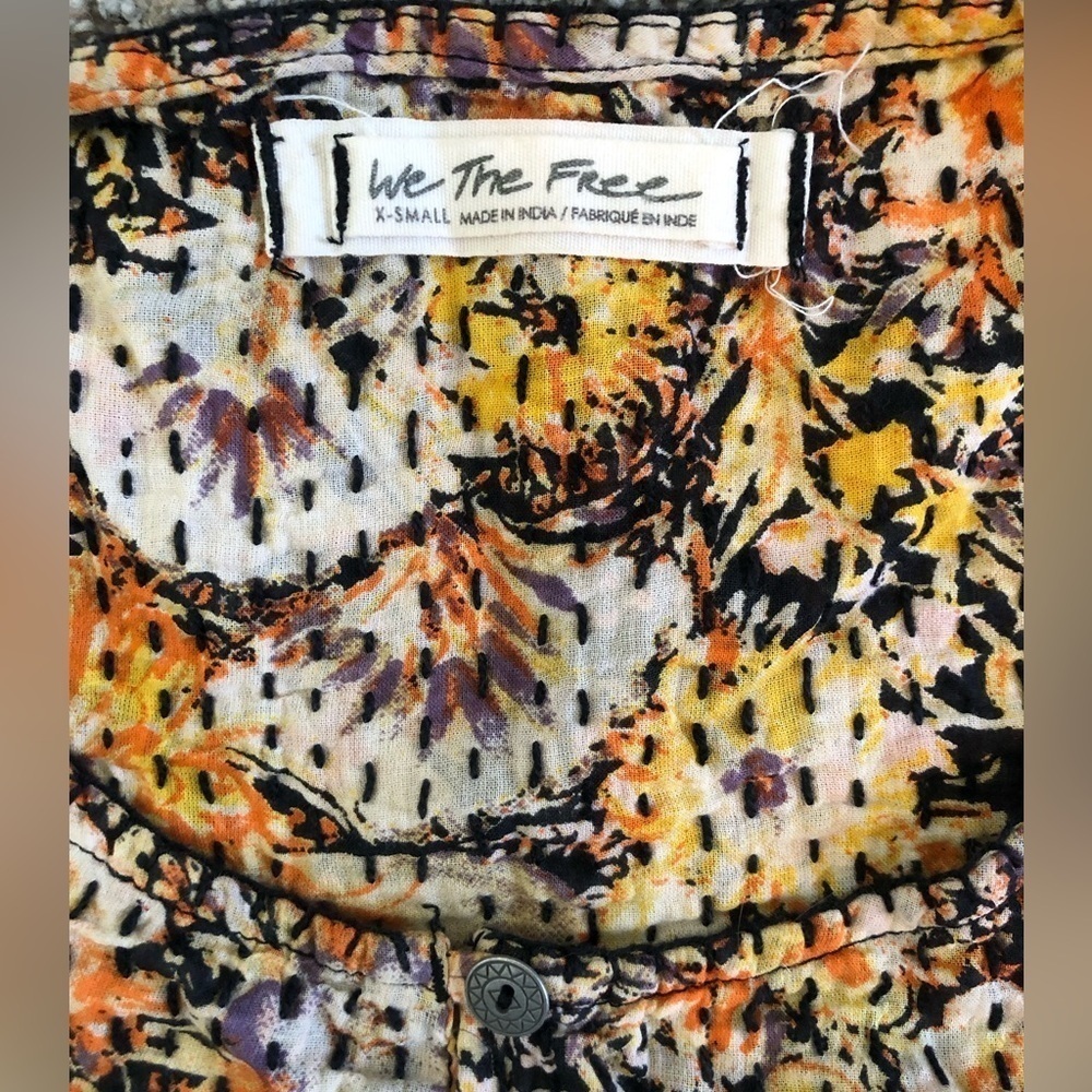 We the free free people boho cotton blouse xs - Picture 7 of 9